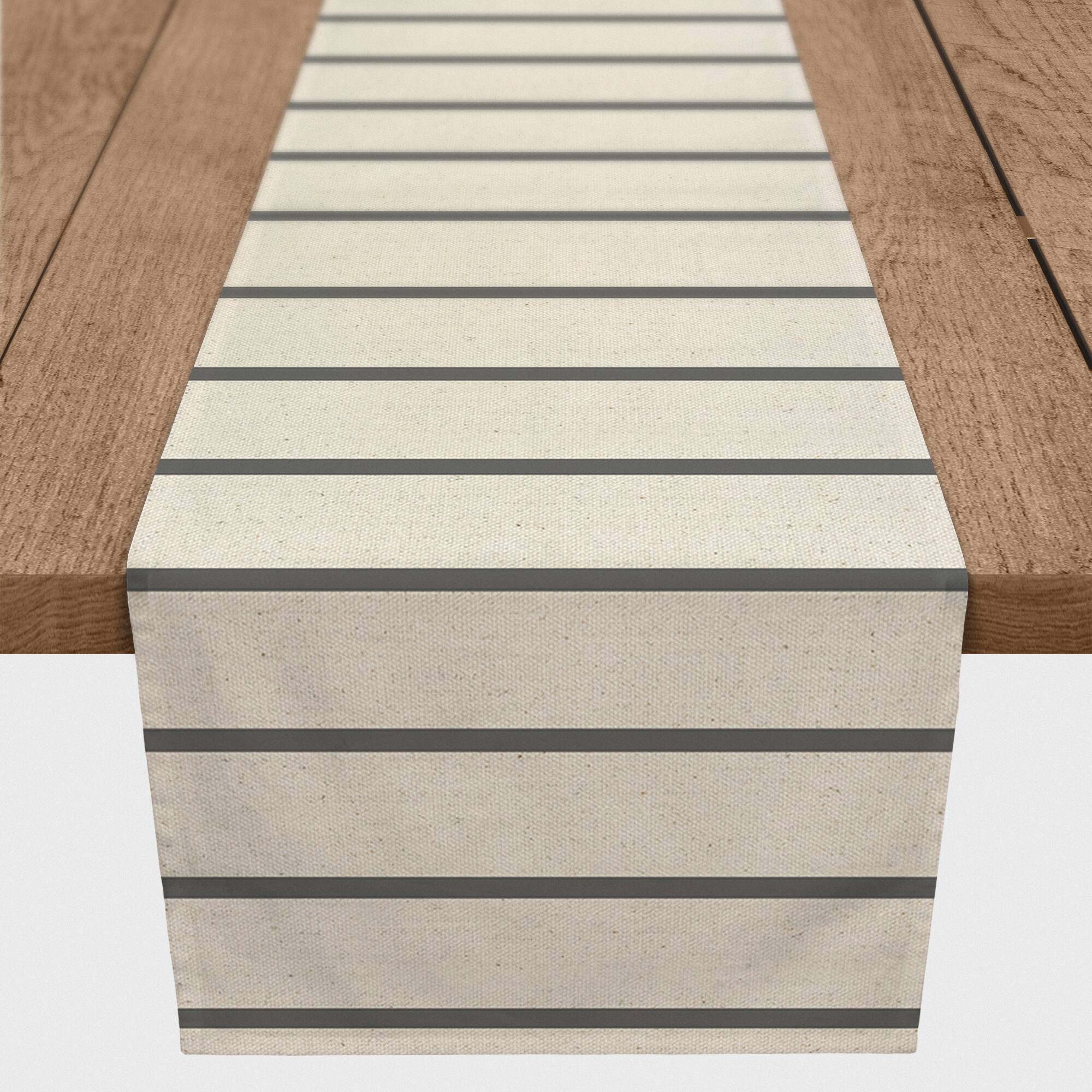 Thin Gray Stripes 2 16" x 90" Poly Twill Table Runner